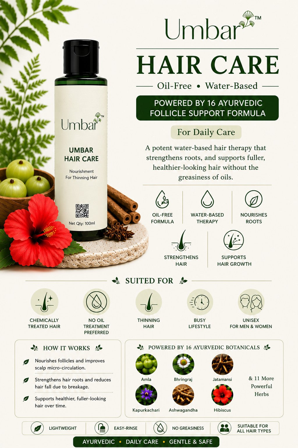 Umbar Hair Care (Oil free - Water Base)