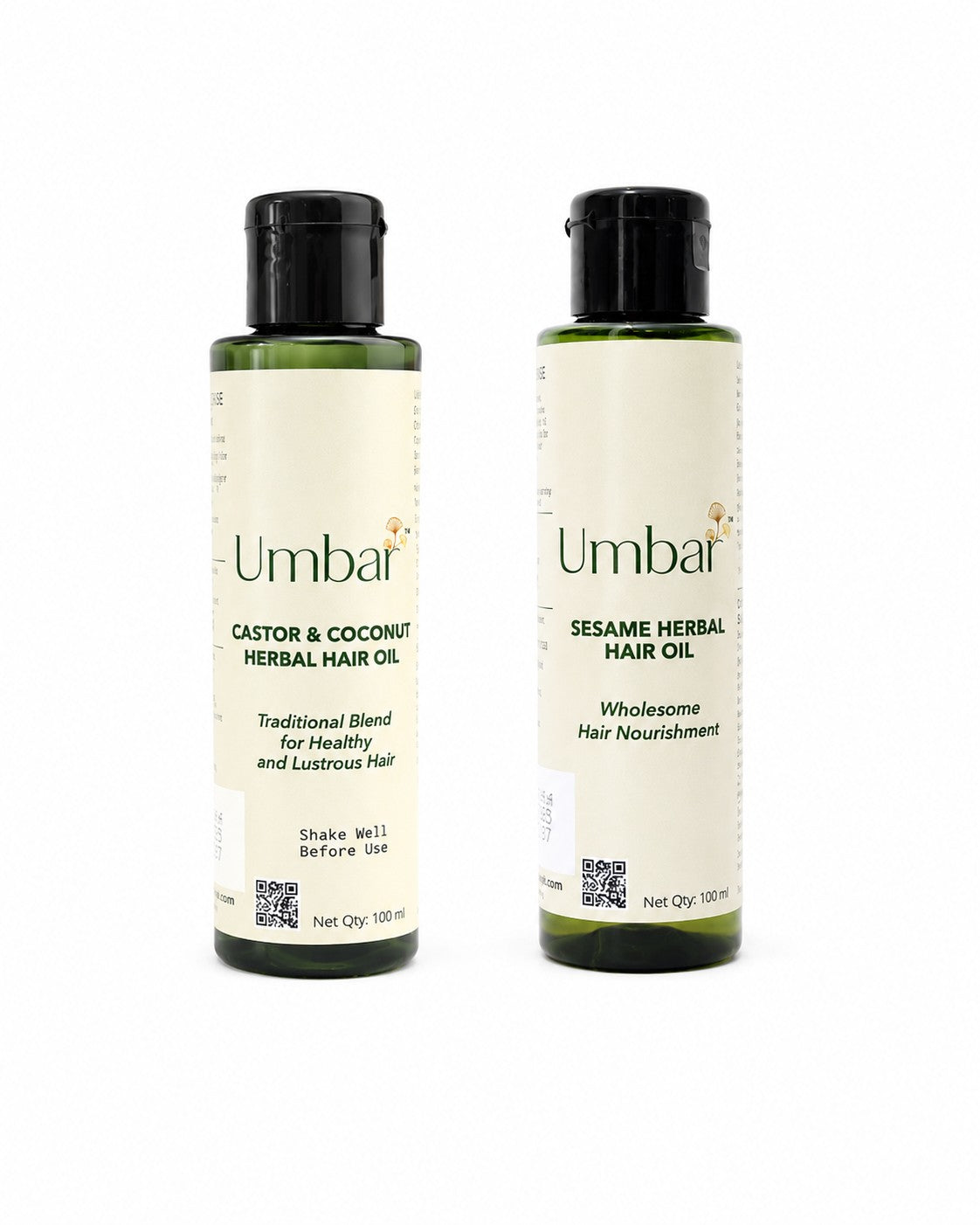 Two Hair Oils - Castor Coconut Oil and Sesame Oil